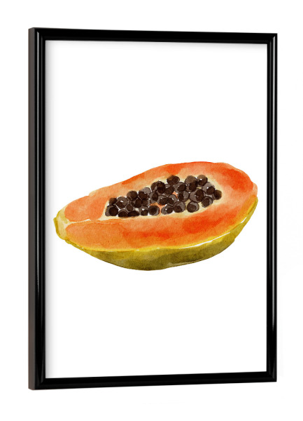 Poster mit schwarzem Rahmen "Aquarell-Papaya-Kunst" artboxONE - Essen & Trinken / Obst & Gemüse