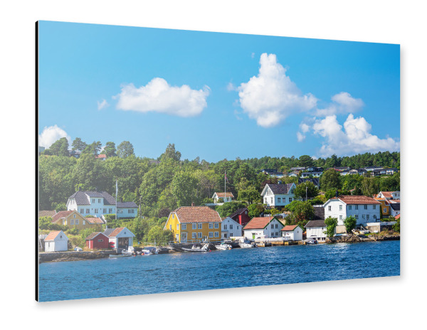 Alu-Dibond "Wasser, Häuser, Wald" 30x20 cm artboxONE