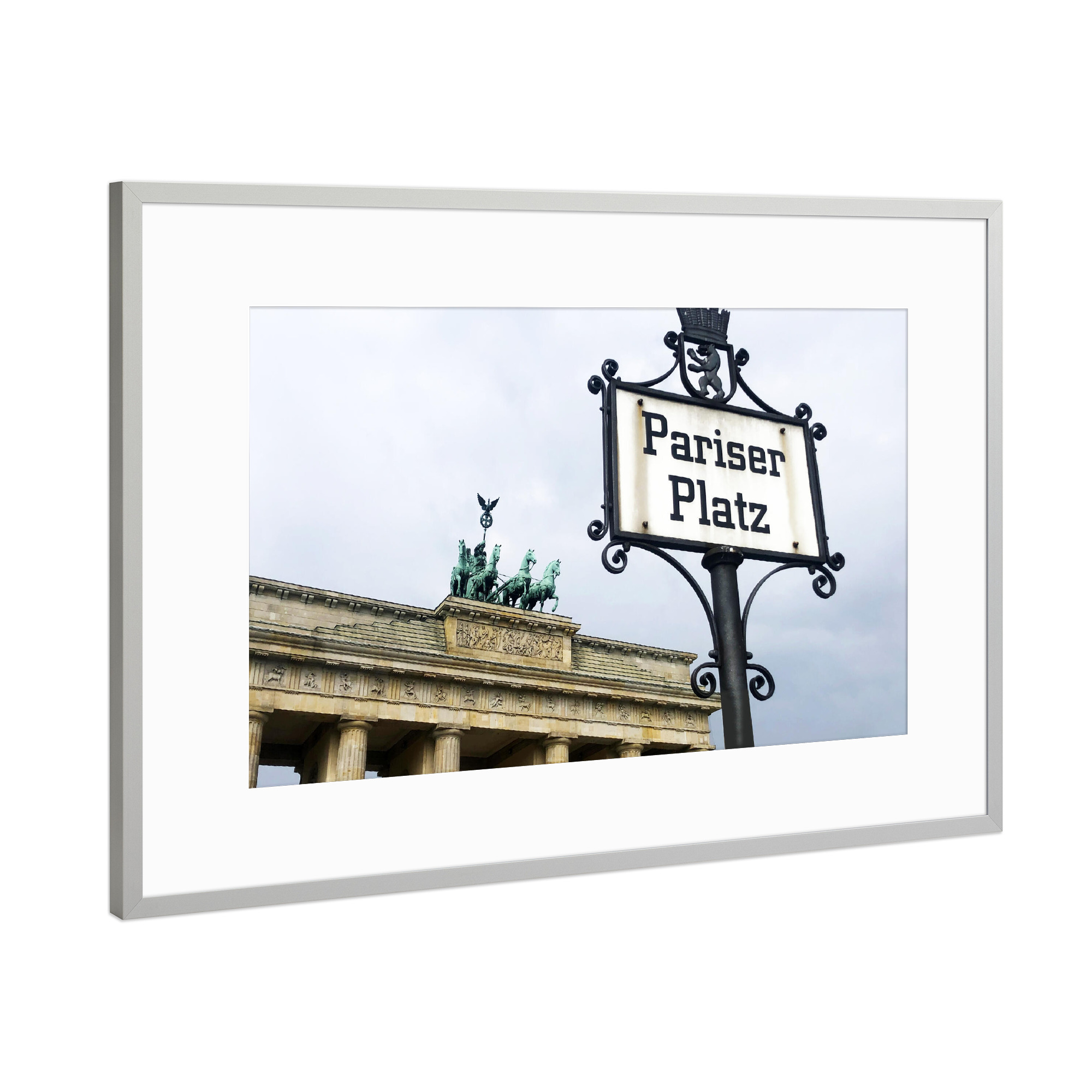 Poster mit Rahmen Silber "Der Pariser Platz in Berlin" artboxONE - Städte / Berlin,Architektur