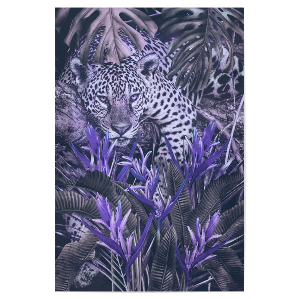Poster 30x20 cm "Jaguar at home Very Peri" artboxONE - Natur,Floral,Tiere