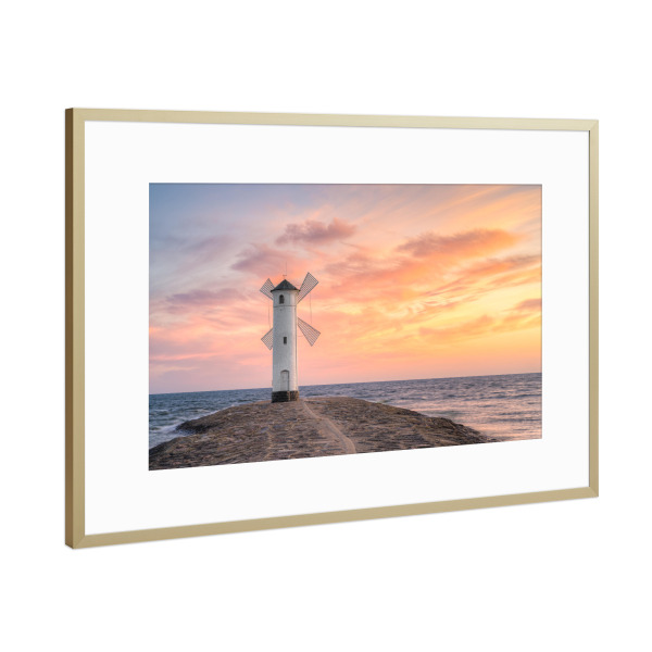 Poster mit Rahmen Gold "Mühlenbake in Swinemünde" artboxONE - Städte,Natur,Reise,Reise / Strand und Meer