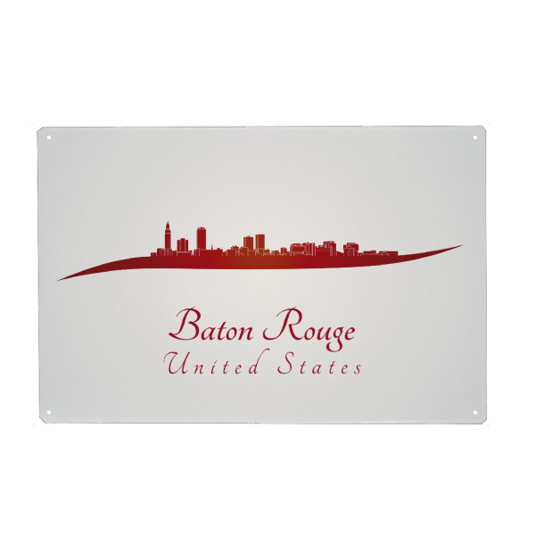 Holzbild "Baton Rouge-Skyline in Rot" artboxONE - Städte,Architektur