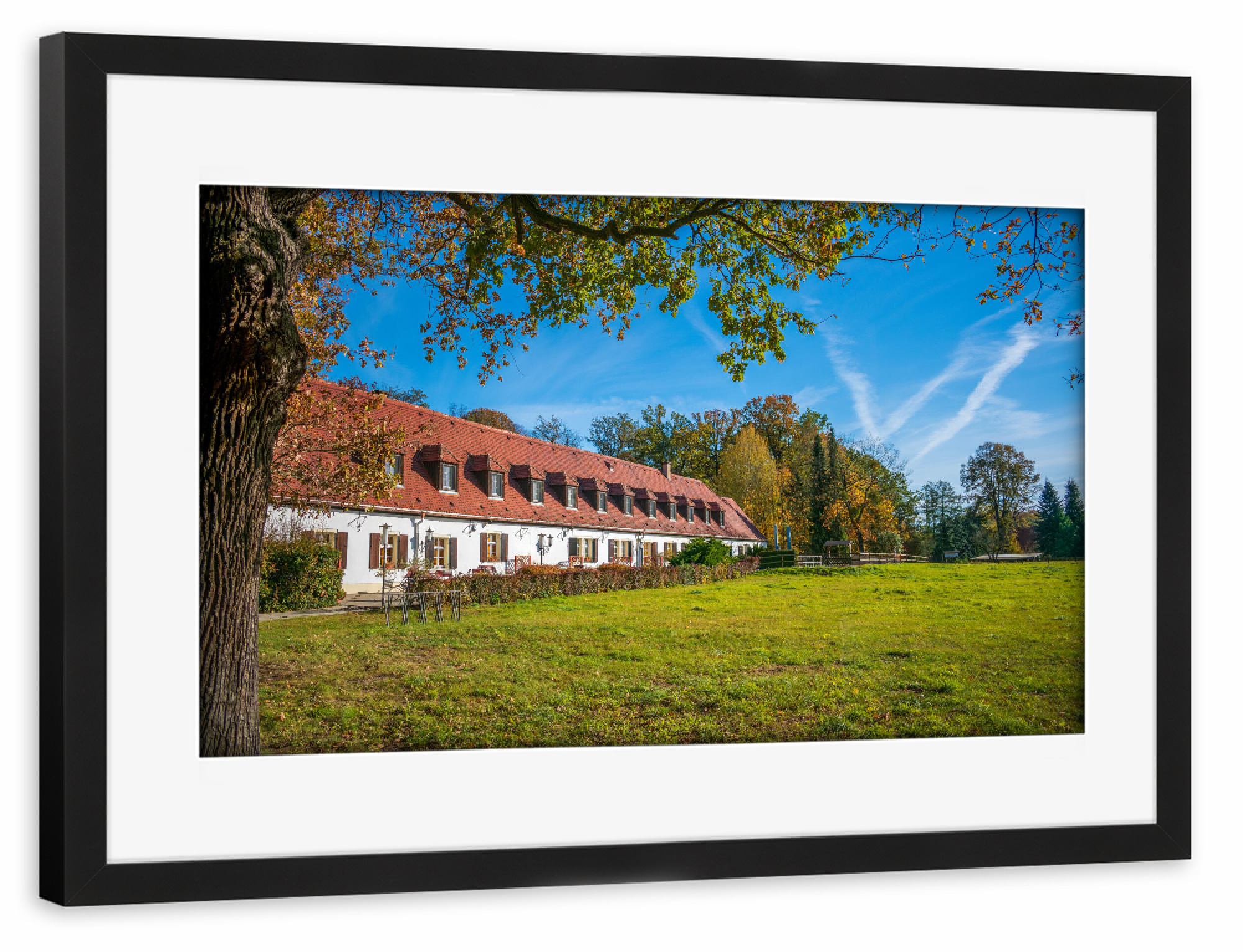 Poster mit Rahmen schwarz "Waldschänke Moritzburg" artboxONE - Städte,Natur,Architektur