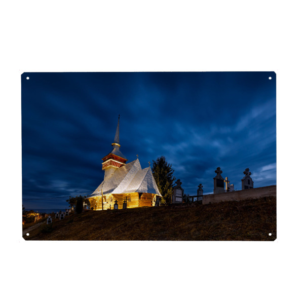 Holzbild "Holzkirche von Chiscau" artboxONE - Architektur - Rumänien,Kirche,Holzkirche,Chiscau,Banat,Siebenbürgen,Bihor,Religion,Orthodox