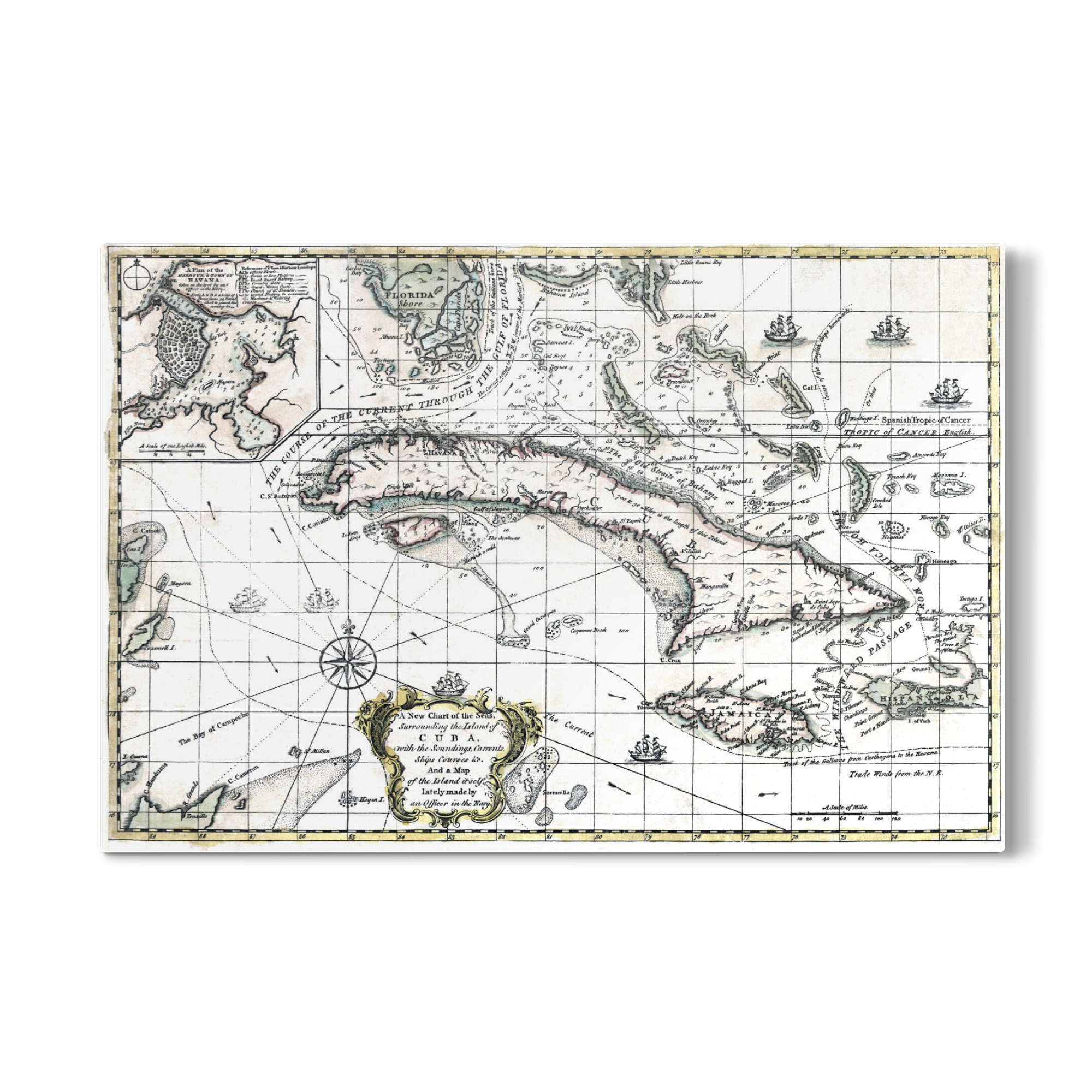 Galerie-Print "Karte der Insel Kuba" 75x50 cm artboxONE
