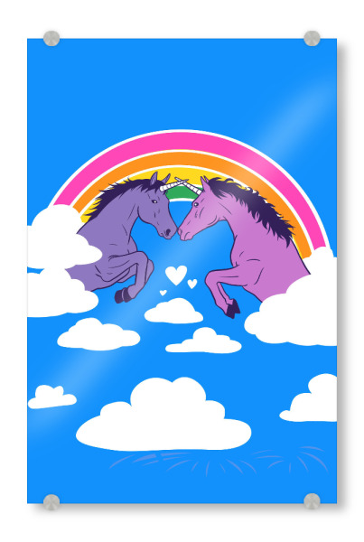 Acrylglasbild "Duell der Einhörner" artboxONE - Tiere