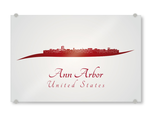 Acrylglasbild "Skyline von Ann Arbor in Rot" artboxONE - Städte - Skyline,Stadt,Denkmäler,Metropole,Reise,Tourismus,Geschenk,Souvenir,Rot,Ann arbor