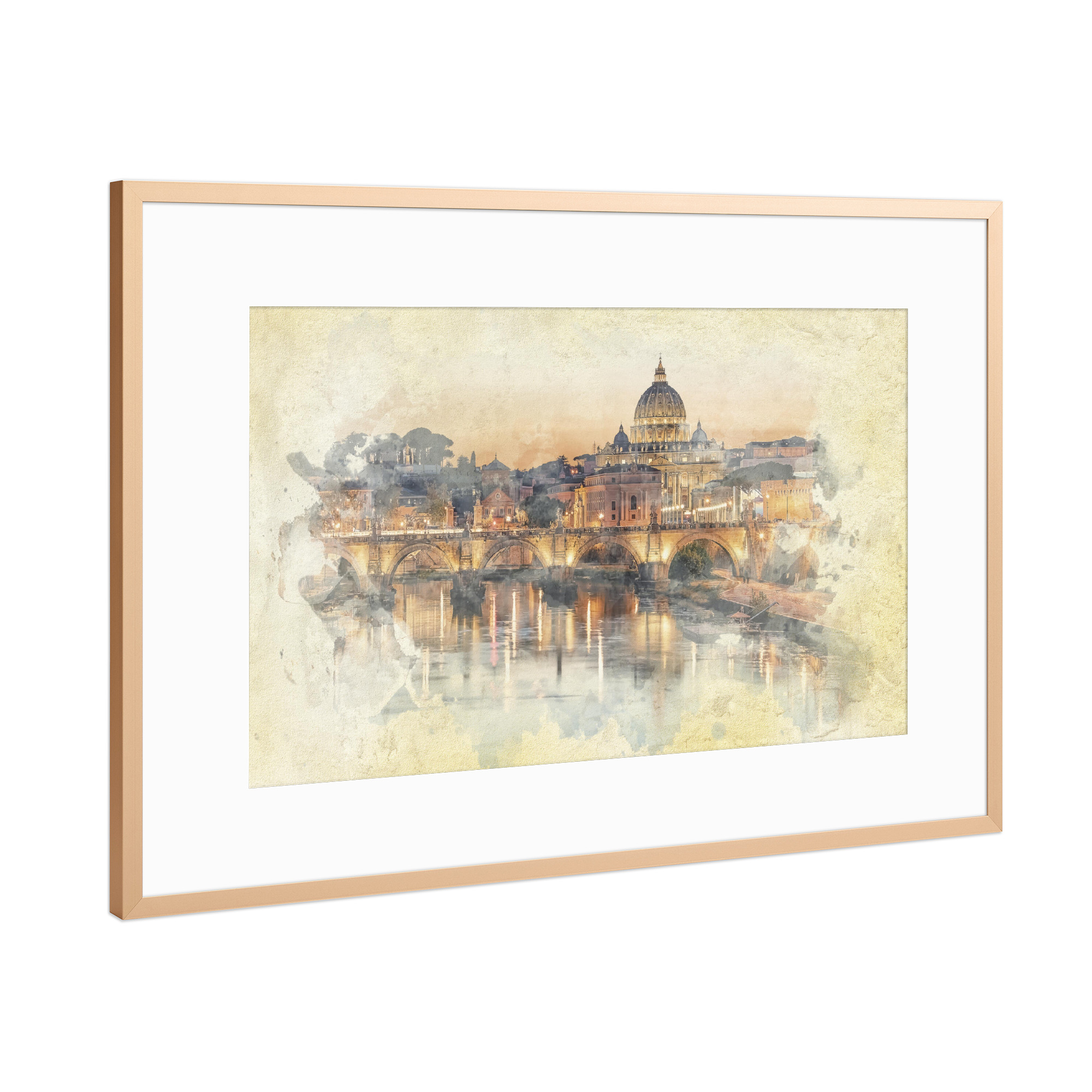 Poster mit Rahmen Kupfer "Aquarell der Stadt Rom" artboxONE - Städte,Reise,Architektur,Reise / Länder,Städte / Rom