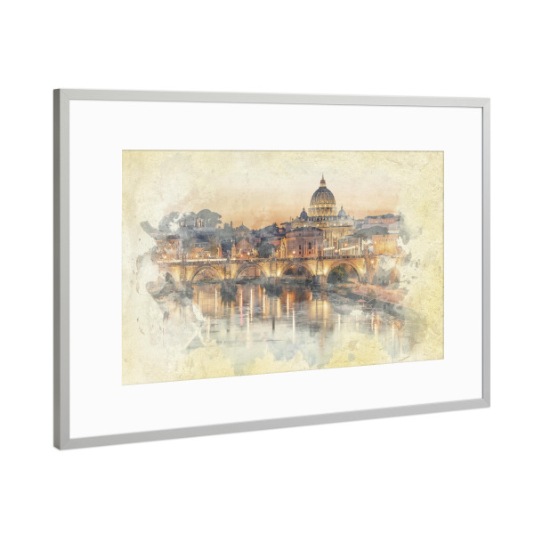 Poster mit Rahmen Silber "Aquarell der Stadt Rom" artboxONE - Städte,Reise,Architektur,Reise / Länder,Städte / Rom