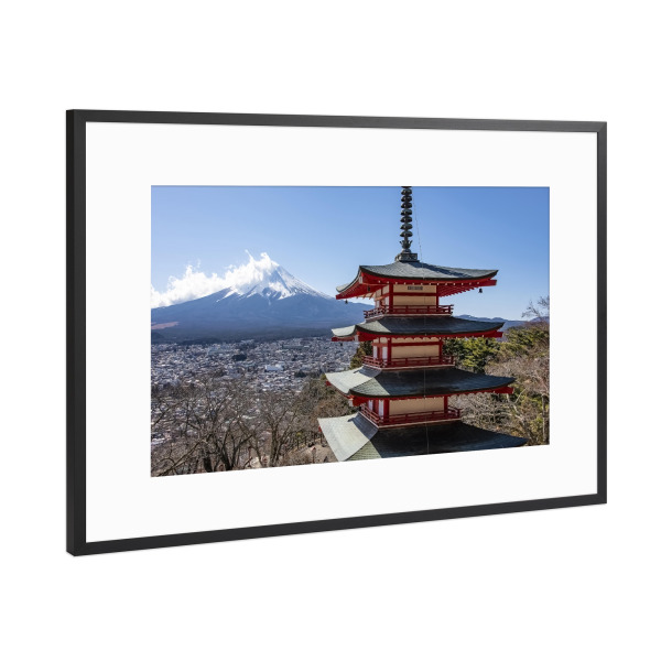 Poster mit Rahmen Schwarz (Metallic) "Chureito-Tempel" artboxONE - Natur,Reise,Architektur,Reise / Asien,Reise / Länder