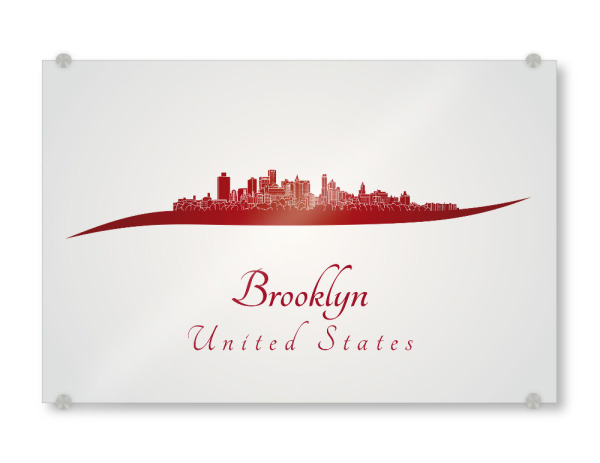 Acrylglasbild "Brooklyn-Skyline in Rot" artboxONE - Städte,Architektur