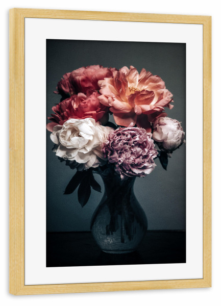 Poster mit Rahmen kiefer "Pfingstrosen in der Vase" artboxONE - Natur,Floral