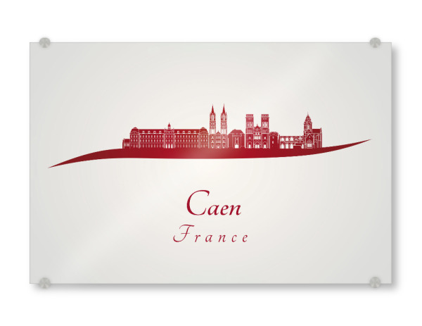 Acrylglasbild "Caen-Skyline in Rot" artboxONE - Städte,Architektur - Skyline,Stadt,Denkmäler,Metropole,Reise,Tourismus,Geschenk,Rot,Caen