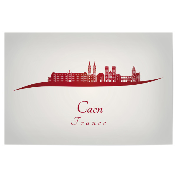 Poster "Caen-Skyline in Rot" artboxONE - Städte,Architektur - Skyline,Stadt,Denkmäler,Metropole,Reise,Tourismus,Geschenk,Rot,Caen