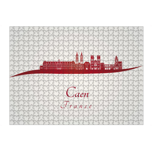 Puzzle Ravensburger "Caen-Skyline in Rot" artboxONE - Städte,Architektur - Skyline,Stadt,Denkmäler,Metropole,Reise,Tourismus,Geschenk,Rot,Caen