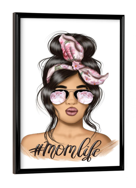 Poster mit schwarzem Rahmen "Momlife-Illustration" artboxONE - Floral,Menschen,Fashion,Buchstaben,Für Mama