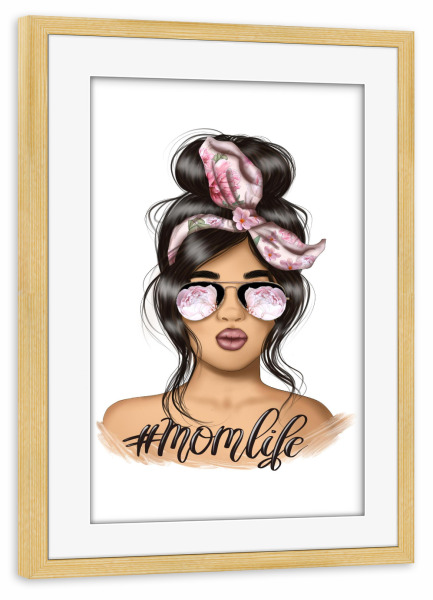 Poster mit Rahmen kiefer "Momlife-Illustration" artboxONE - Floral,Menschen,Fashion,Buchstaben,Für Mama