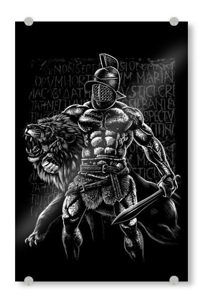 Acrylglasbild "Bodybuilder gegen Löwe" artboxONE - Tiere,Männer