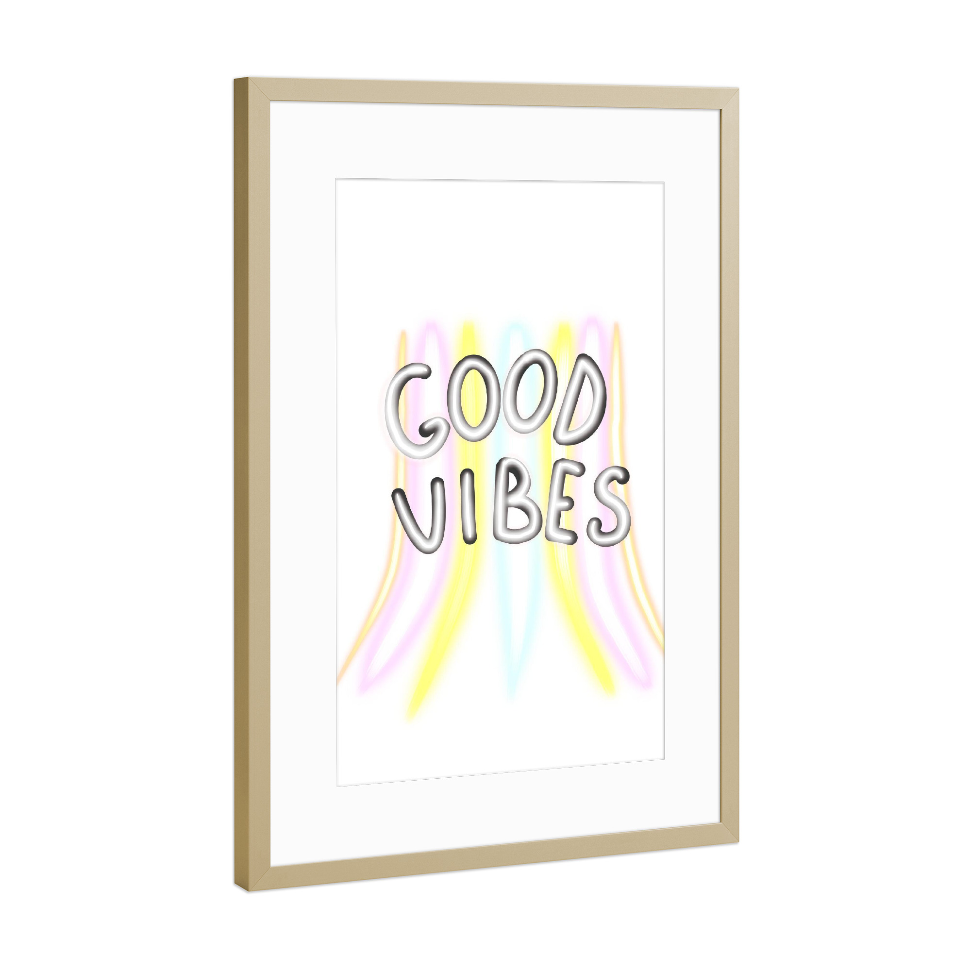 Poster mit Rahmen Gold "Gute Stimmung" artboxONE - Typografie,Abstrakt,Fashion