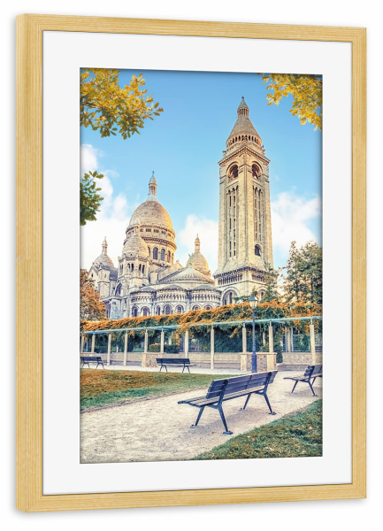 Poster mit Rahmen kiefer "Öffentlicher Park Montmartre" artboxONE - Städte,Reise,Architektur,Städte / Paris,Reise / Länder