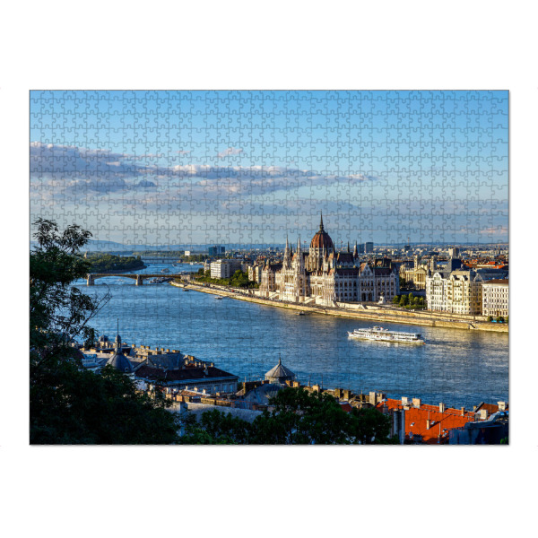 Puzzle Ravensburger "Parlamentsgebäude" artboxONE - Architektur - Budapest,Ungarn,Parlament,Donau,Beleuchtet,Abend,Sonnenuntergang,Historisch