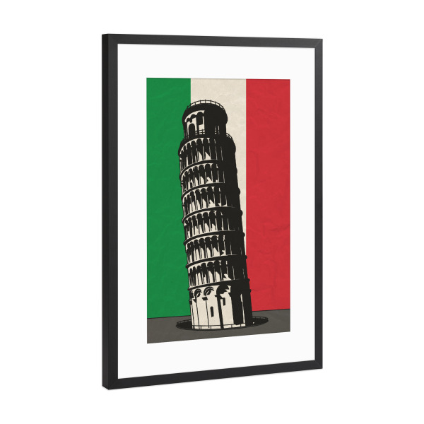 Poster mit Rahmen Schwarz (Metallic) "Der schiefe Turm von Pisa" artboxONE - Reise,Architektur,Reise / Länder