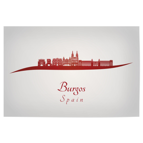 Poster "Burgos-Skyline in Rot" artboxONE - Städte,Architektur - Skyline,Stadt,Denkmäler,Metropole,Reise,Tourismus,Geschenk,Rot,Spanien,Burgos