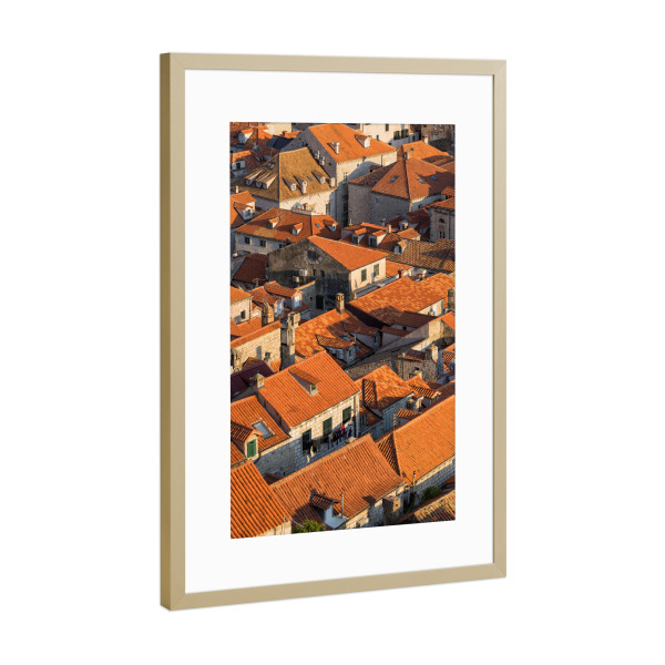 Poster mit Rahmen Gold "Die Dächer von Dubrovnik" artboxONE - Städte,Reise,Architektur