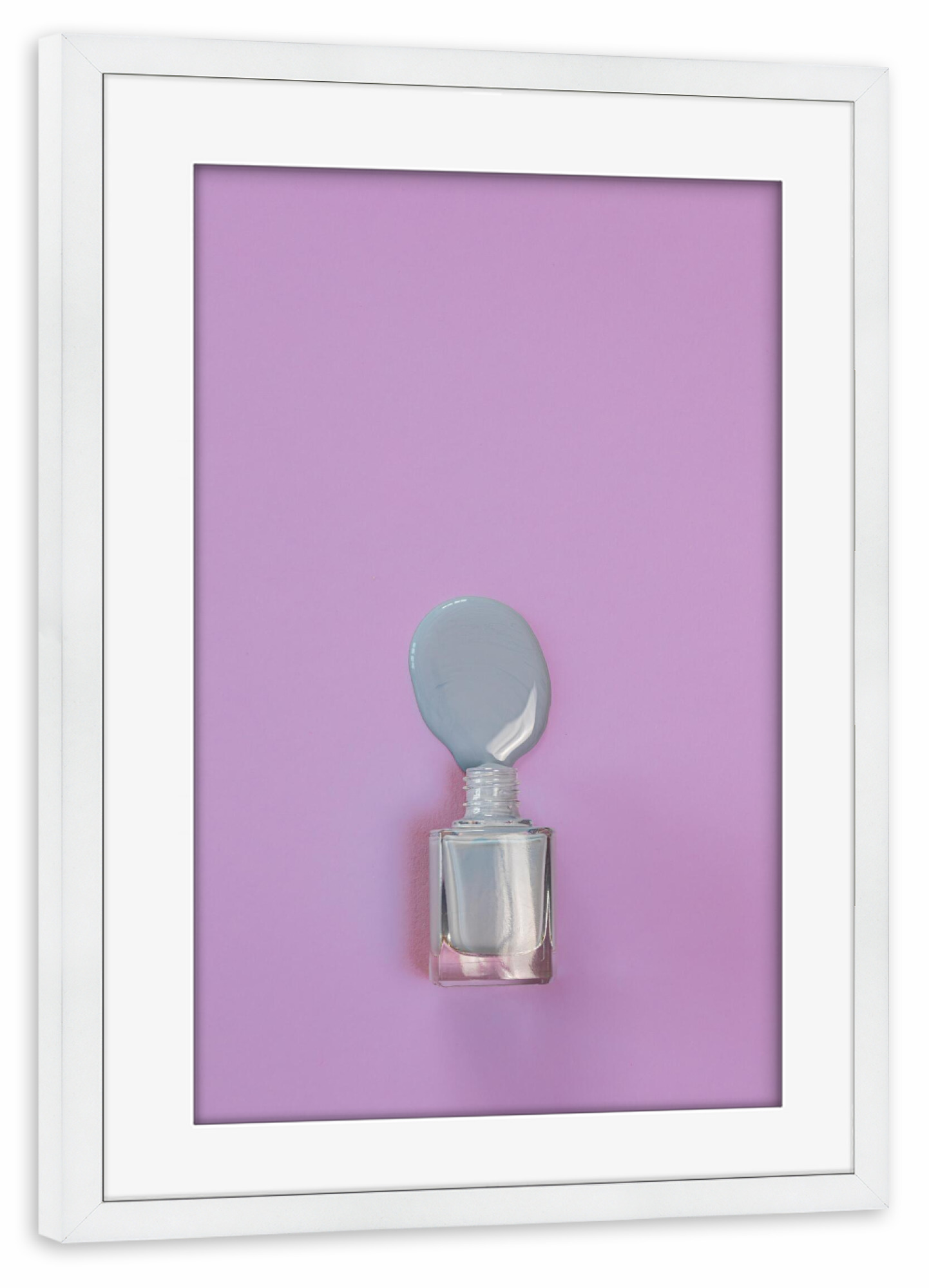 Poster mit Rahmen weiß "Nagellack lila" artboxONE - Fashion - Nagellack,Frauen,Essie,Popart,Beauty,Kosmetik,Bunt,Makro,Makrofotografie