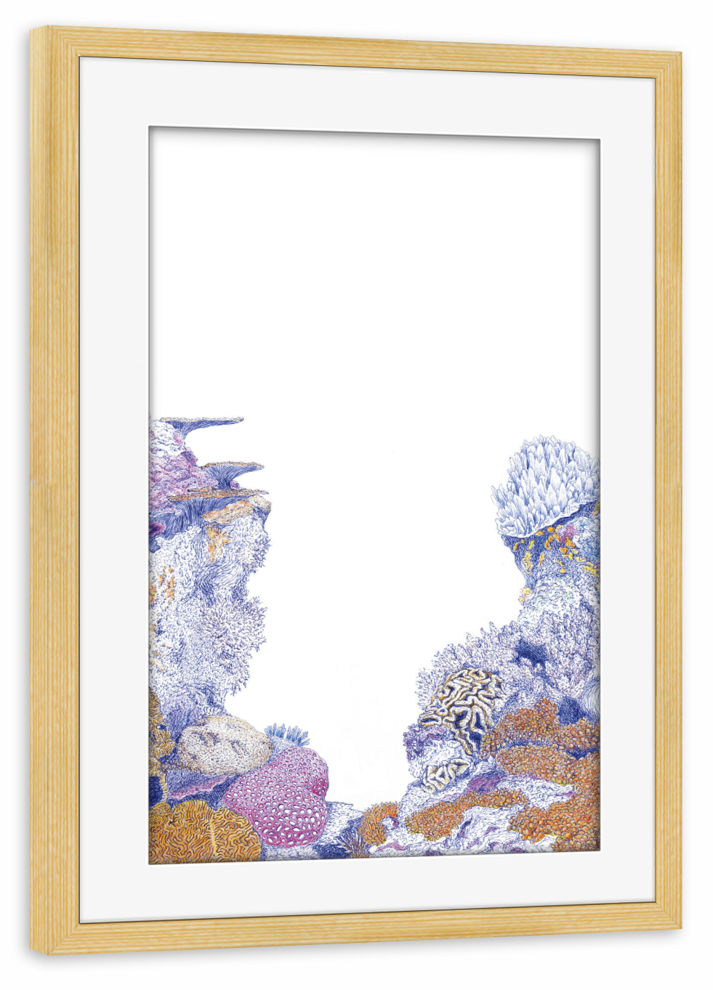 Poster mit Rahmen kiefer "Bunte Korallen" artboxONE - Unterwasser - Koralle,Korallen,Korallenriff,Unterwasser,Ozean,Meer,Coral,Coral reef,Sea