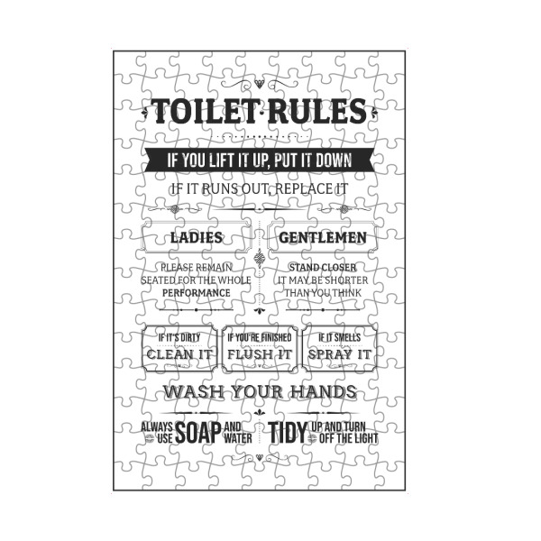 artboxONE Puzzle "Toilet Rules Bath Room" artboxONE - Typografie,Schwarzweiß,Lustig