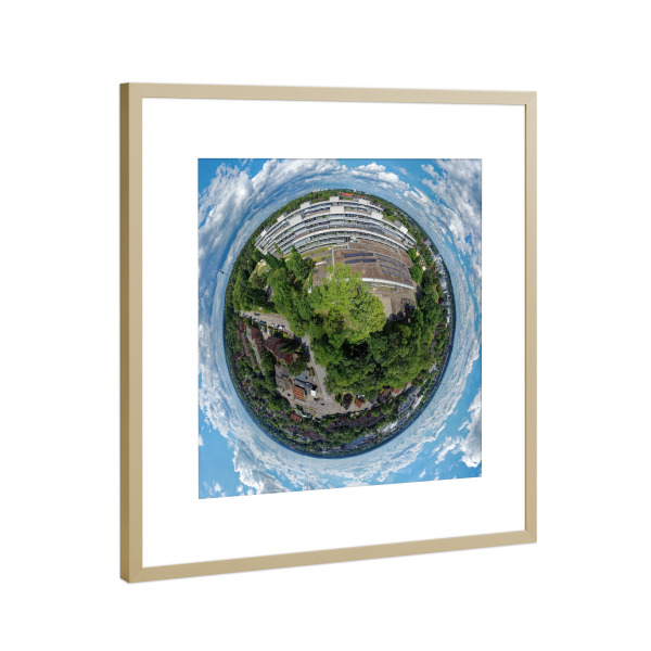 Poster mit Rahmen Gold "HAW Hamburg-Bergedorf, low" artboxONE - Städte,Städte / Hamburg,Reise,Architektur,Reise / Länder