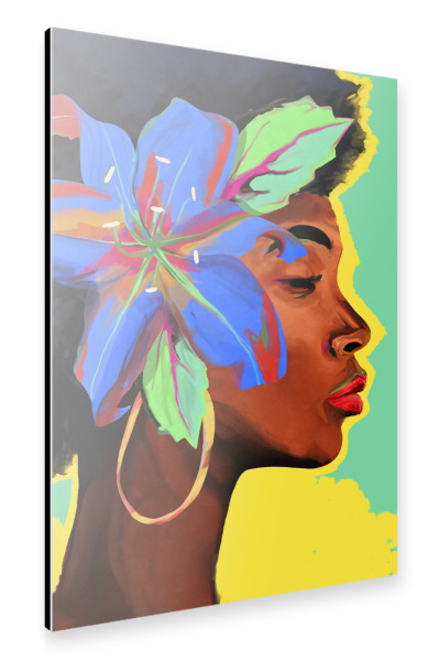 Alu-Dibond "Frau grün bunt" 30x20 cm artboxONE