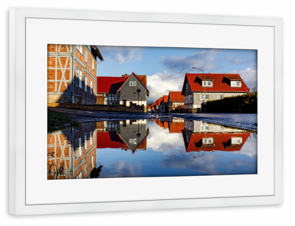Poster mit Rahmen weiß "Herleshausen in Nordhessen" artboxONE - Städte,Architektur