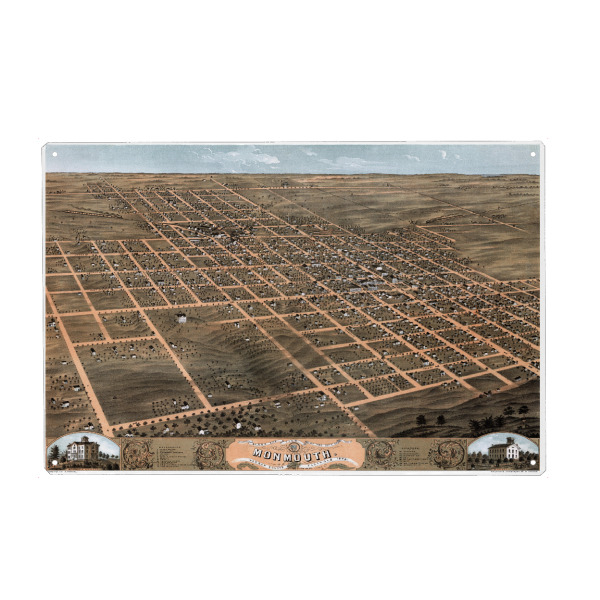 Metall Poster "Monmouth Warren County, Illinois" artboxONE - Kartografie - Karte,Flach,Jahrgang,Stadt,Alte,Retro,Reise - Blechschild