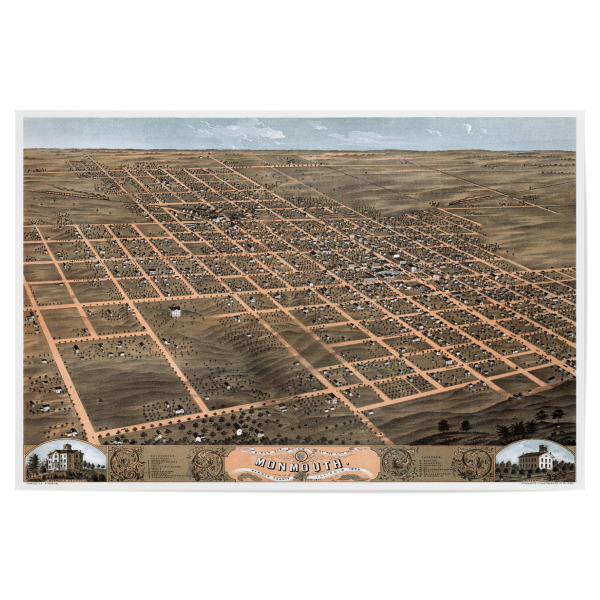 Poster "Monmouth Warren County, Illinois" artboxONE - Kartografie - Karte,Flach,Jahrgang,Stadt,Alte,Retro,Reise
