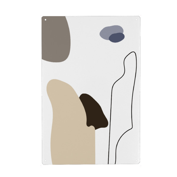 Metall Poster "Simple artwork" artboxONE - Abstrakt,Geometrie - Abstrakt,Art,Artwork,Kunst,Design,Beige,White,Blue,Blau,Weiß,Formen,Geometrie