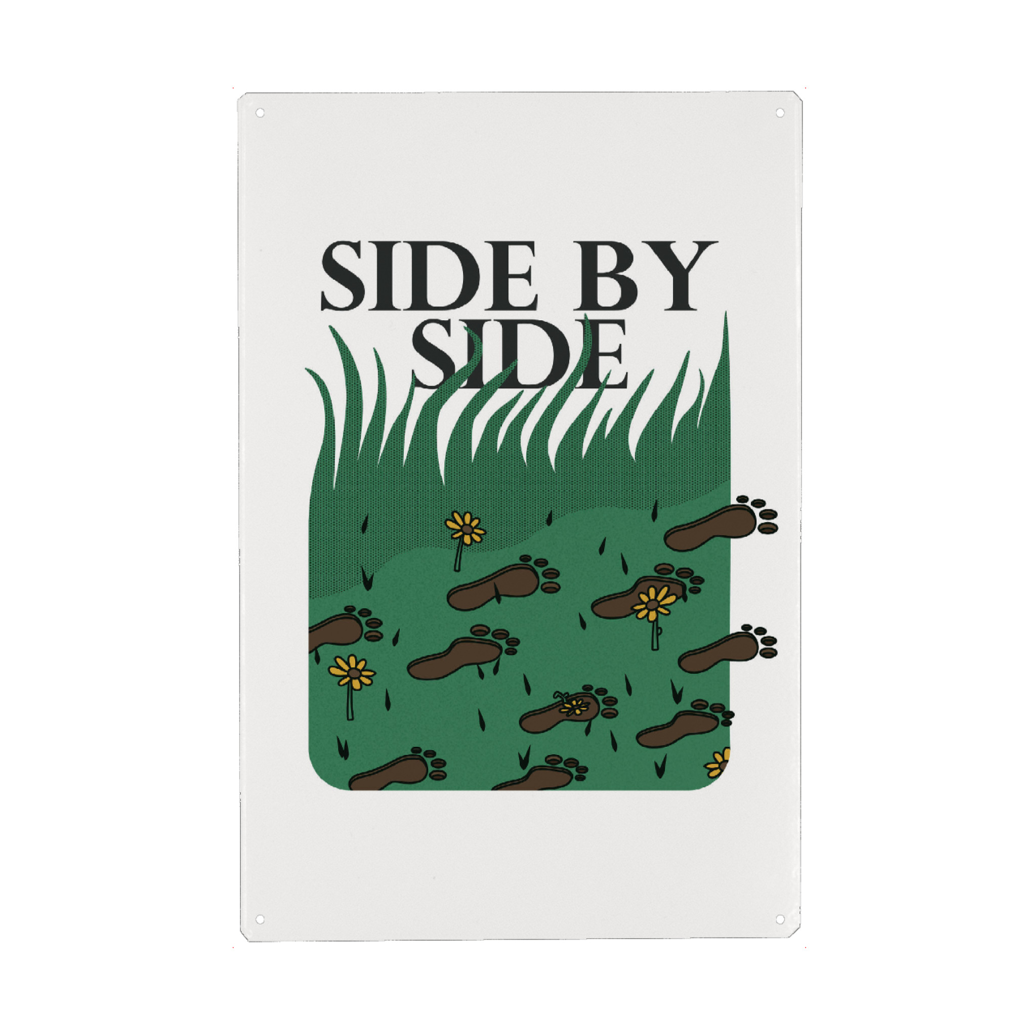 Metall Poster "Side by Side" artboxONE - Typografie,Comic,Abstrakt,Menschen,Liebe