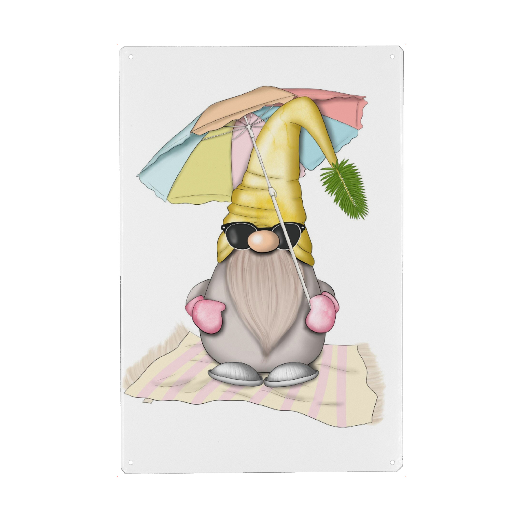 Holzbild "Sommerzwerg mit Regenschirm" artboxONE - Für Kinder,Für Mama,Festivals,Lustig