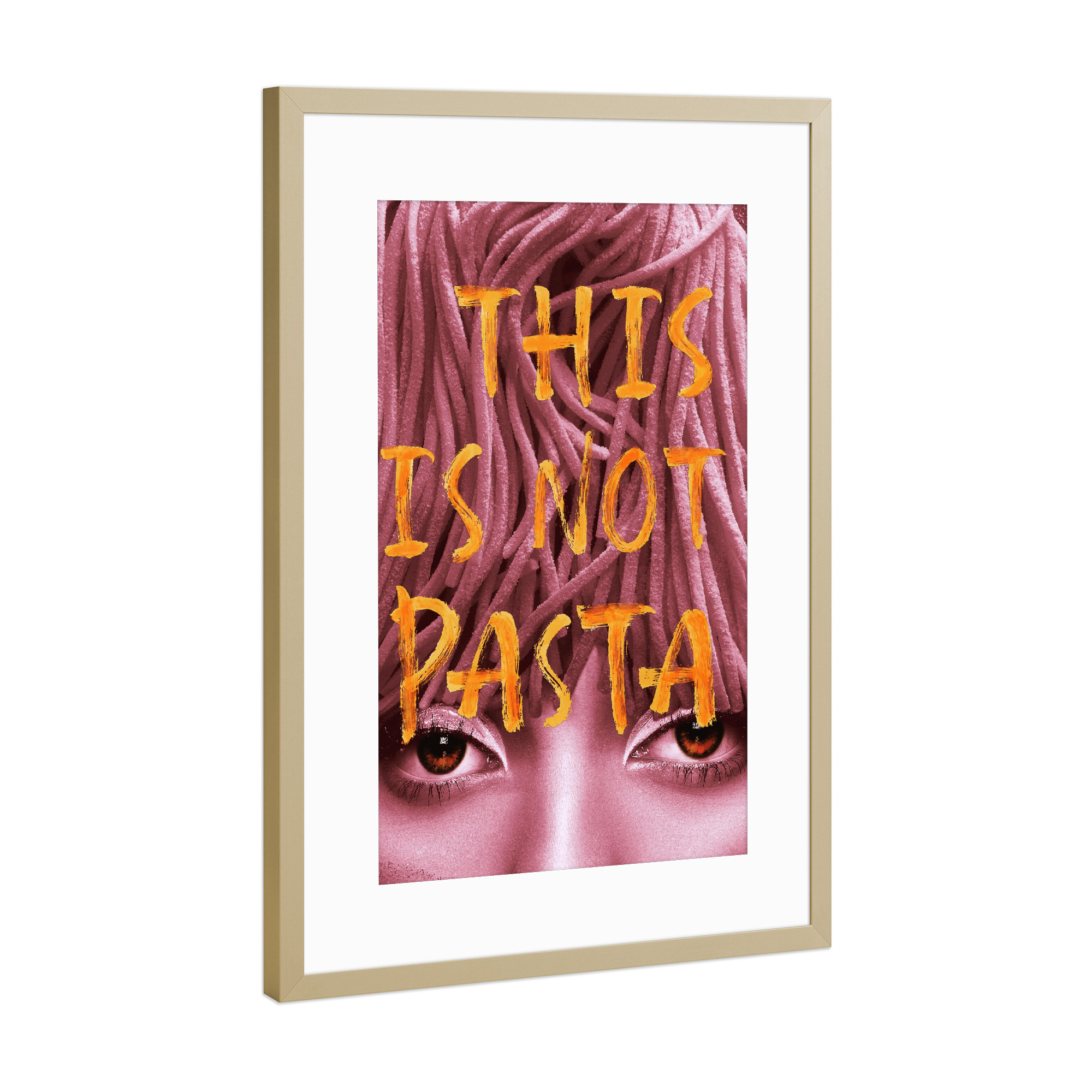 Poster mit Rahmen Gold "Das ist keine rosa Pasta" artboxONE - Typografie,Essen & Trinken,Menschen