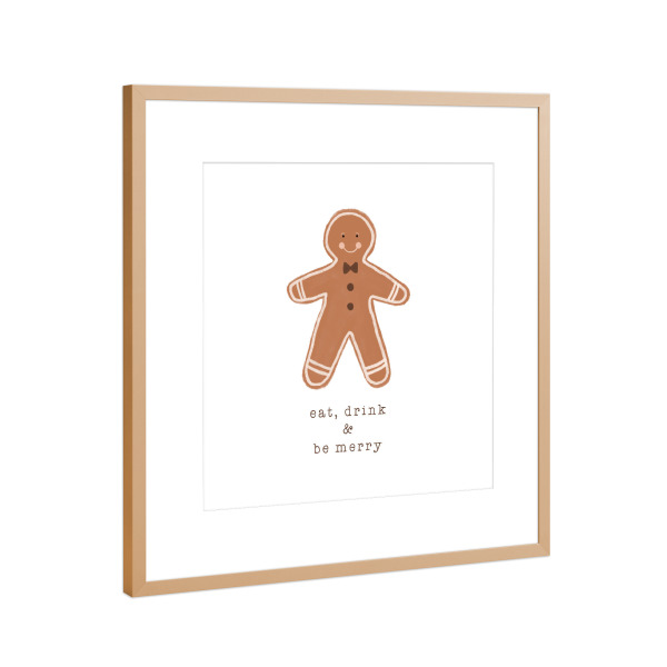 Poster mit Rahmen Kupfer "Iss, trink & sei fröhlich" artboxONE - Typografie,Essen & Trinken,Abstrakt,Weihnachten,Festivals