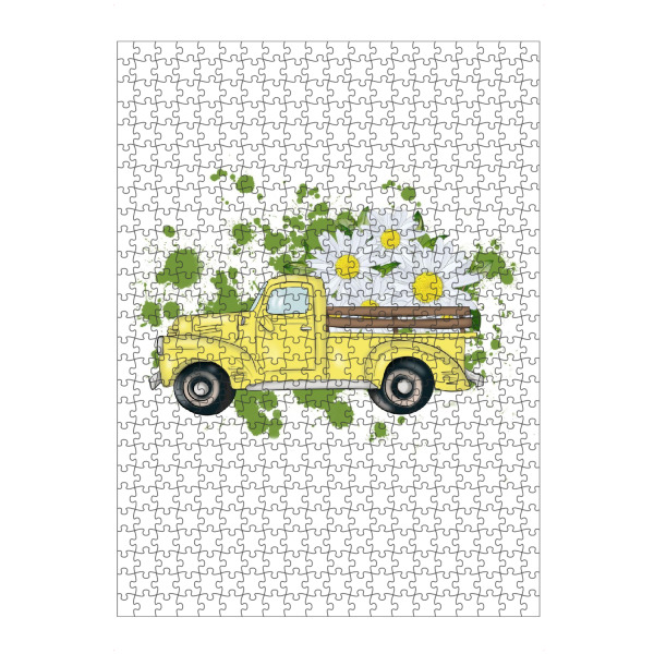 Puzzle Ravensburger "Gelber LKW mit Blumen" artboxONE - Floral,Automobile,Festivals,Lustig