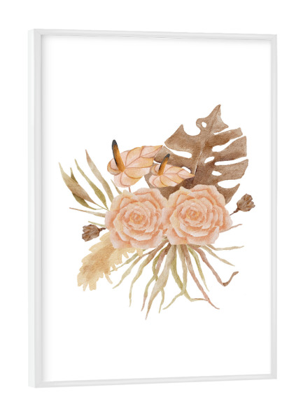 Poster mit weißem Rahmen "Aquarell orange Rose" artboxONE - Floral