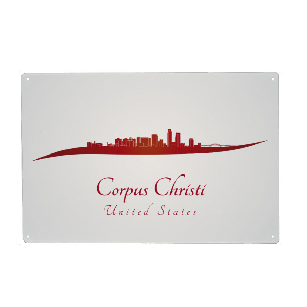 Metall Poster "Corpus Christi-Skyline in Rot" artboxONE - Städte,Architektur