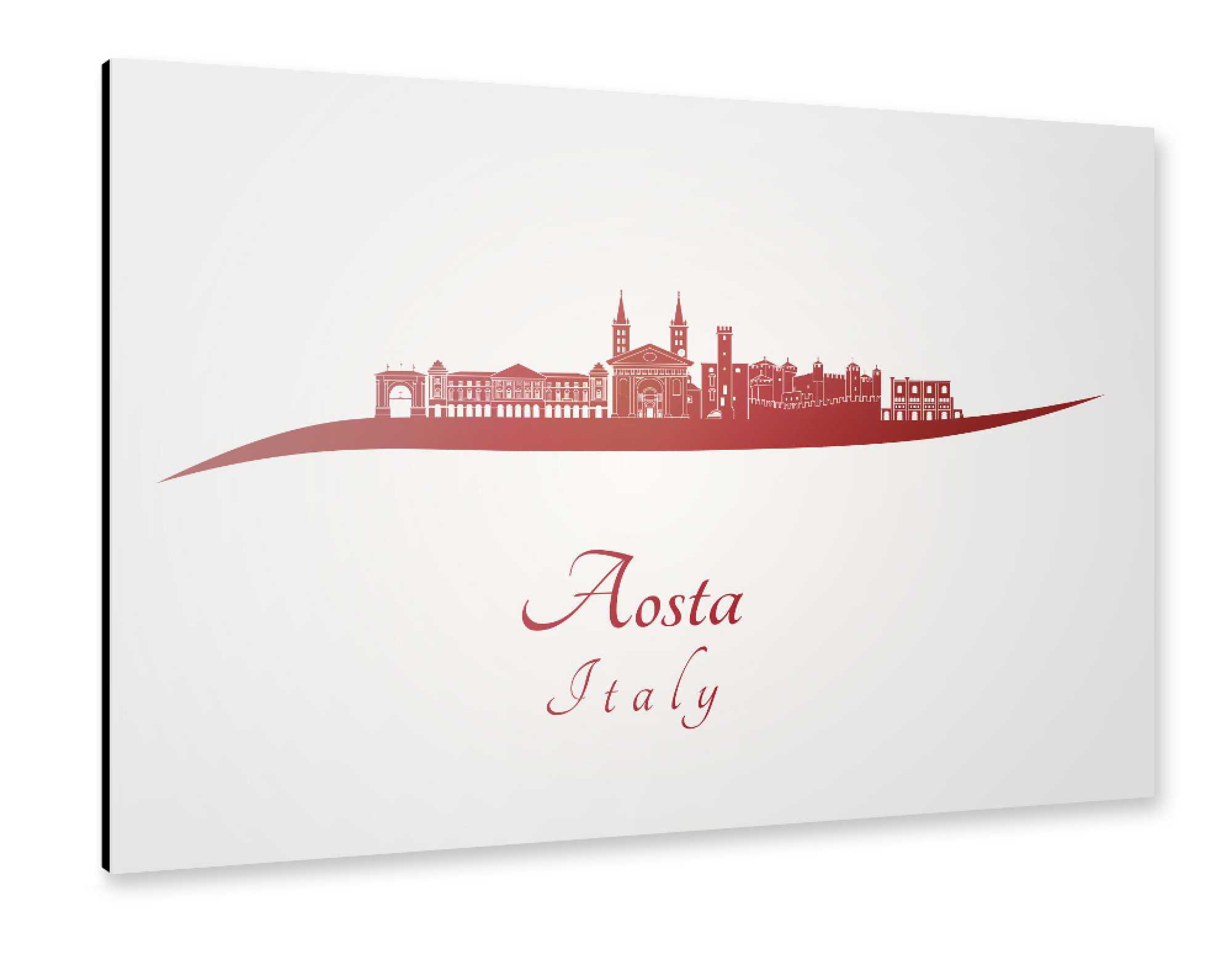 Alu-Dibond "Aosta-Skyline in Rot" 75x50 cm artboxONE