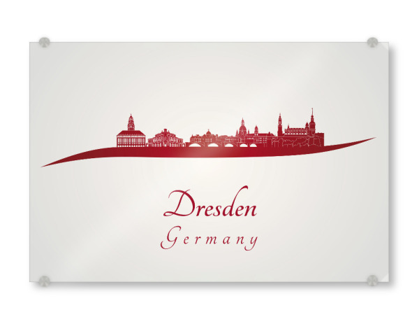 Acrylglasbild "Dresdner Skyline in Rot" artboxONE - Städte,Architektur