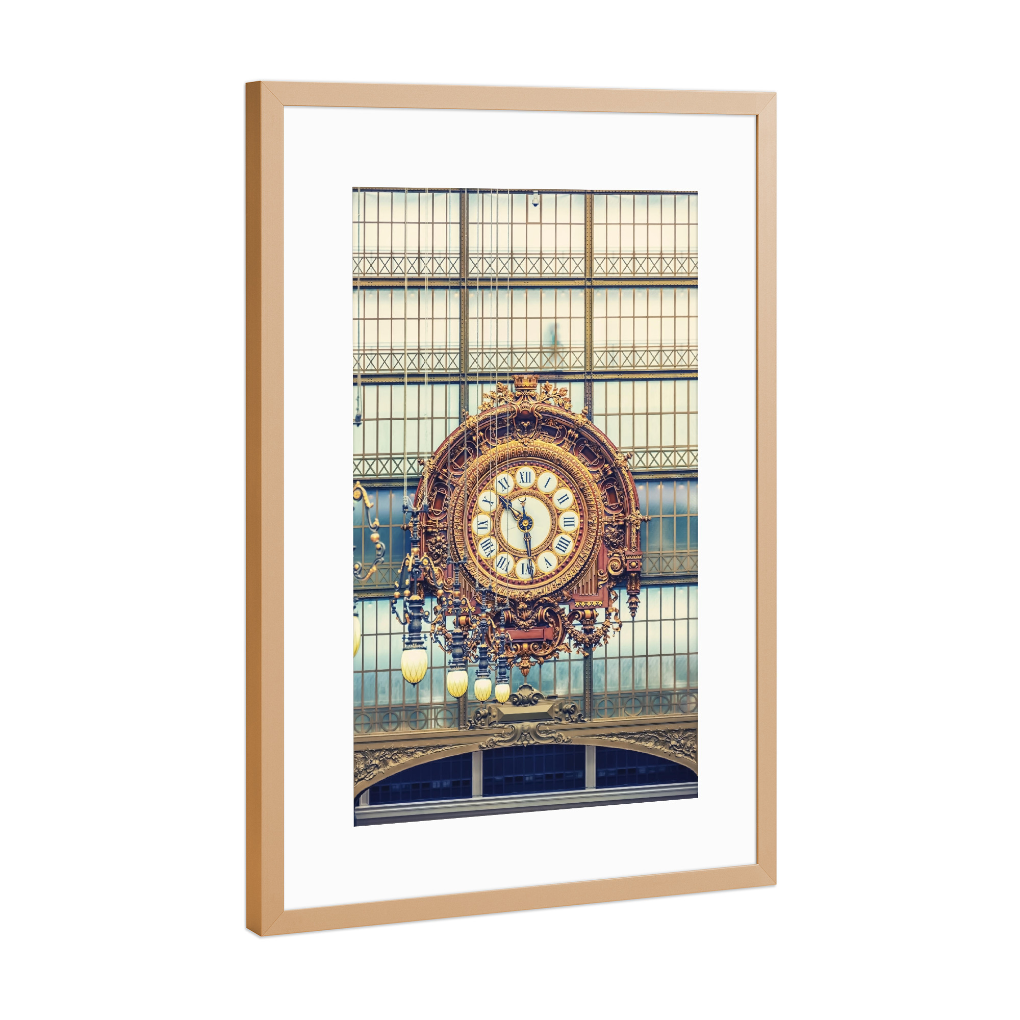 Poster mit Rahmen Kupfer "Die Uhr" artboxONE - Städte,Reise,Architektur,Städte / Paris,Reise / Länder