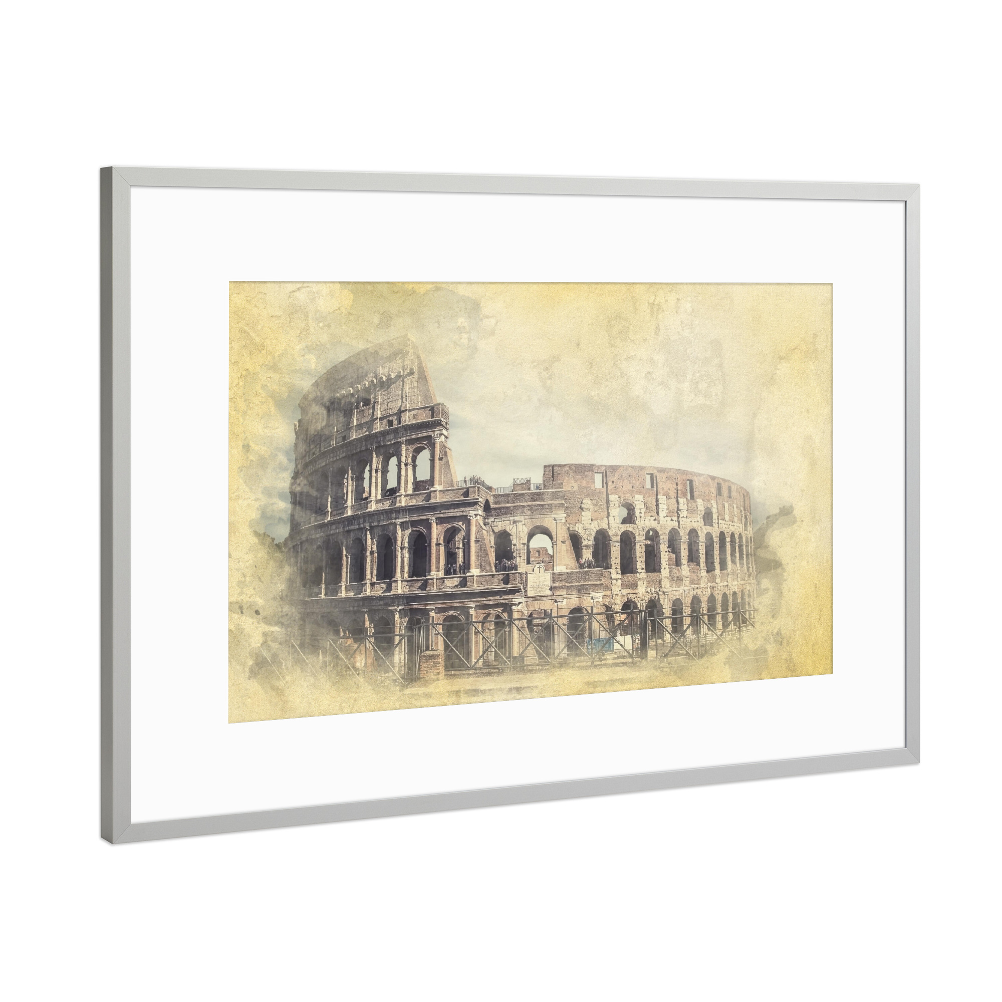 Poster mit Rahmen Silber "Kolosseum-Aquarell" artboxONE - Städte,Architektur,Städte / Rom