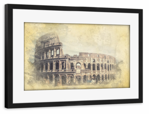 Poster mit Rahmen schwarz "Kolosseum-Aquarell" artboxONE - Städte,Architektur,Städte / Rom
