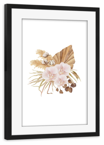 Poster mit Rahmen schwarz "Aquarell Boho Blumenstrauß" artboxONE - Floral